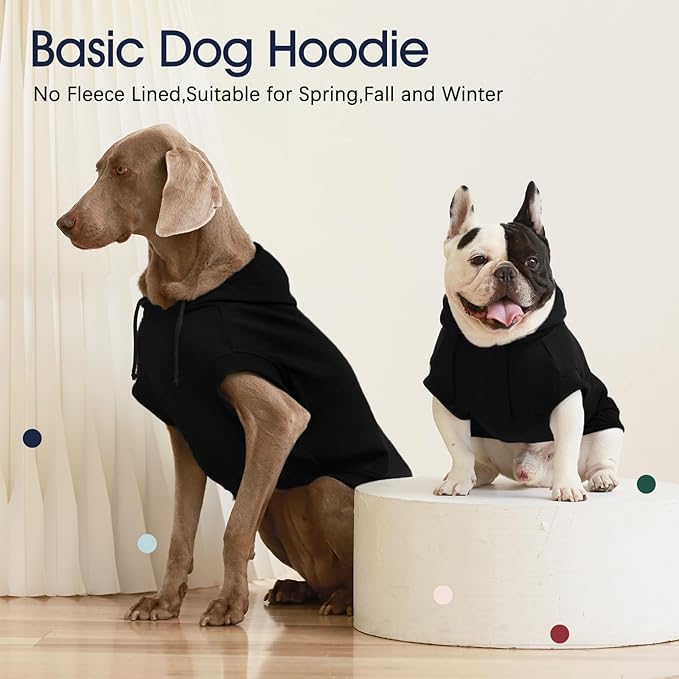 IECOii Dog Hoodie for Small Dogs,Thin Dog Sweatshirt with Hood Suit for Spring Fall Early Winter,Breathable & Lightweight Pet Sweater for Schnauzer, Pug,French Bulldog,Black, M (No Fleece Lined)