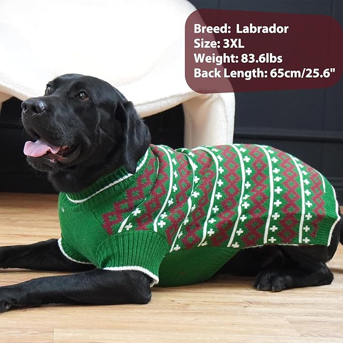 Great Dane Sweaters, Soft Stretchy Turtleneck Dog Sweater Christmas, Fall Winter Thick Knit Pullover for Large Dogs Girl Boy Doberman, Green XXXXL