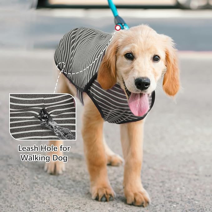 ROZKITCH Dog Winter Coat Soft Pullover Pajamas, Pet Windproof Warm Cold Weather Jacket Vest Cozy Jumpsuit Apparel Outfit Clothes for Walking Hiking Travel Sleep Stripe 3XL
