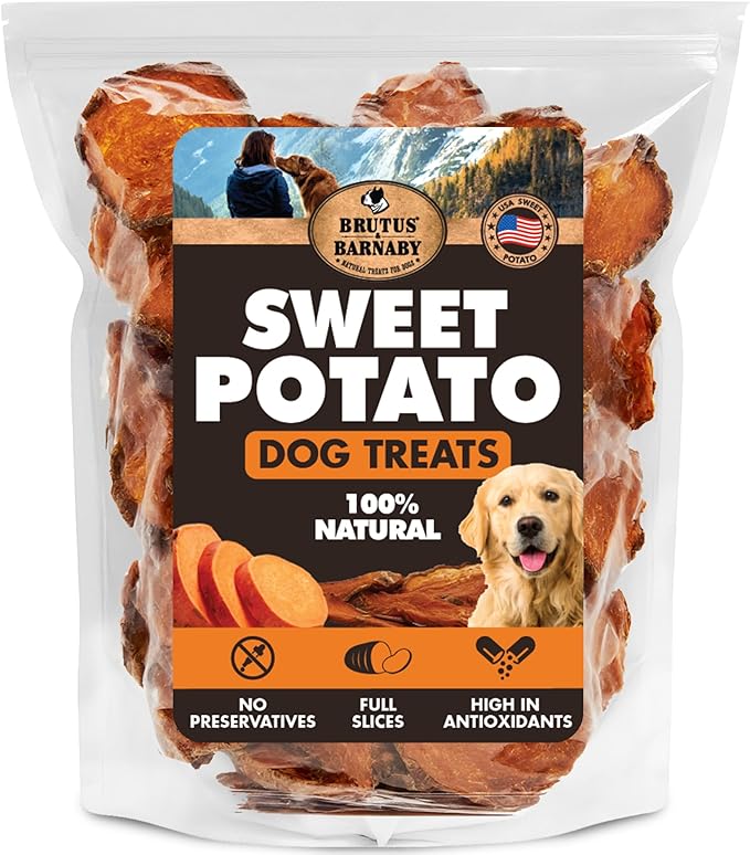 BRUTUS & BARNABY Sweet Potato Dog Treats – Support Sensitive Stomachs with USA-Grown, Hypoallergenic Treats That Smell as Good as They Taste