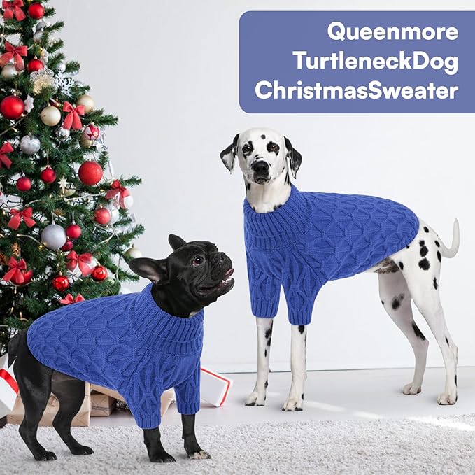 Queenmore Small Dog Sweater,Warm Pullover Dog Sweaters for Small Dogs Boys Girls,Soft Winter DogSweaters,Thick Warm Dogs Clothes for Chihuahua, Bulldog, Dachshund, Pug, Yorkie(Royal Blue,S)