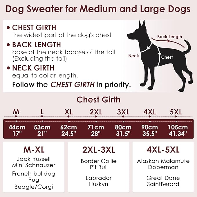 XXL Dog Sweater, Leash Hole & Turtleneck Knit Sweater, Warm Winter Sweaters for Large Dogs Girl Boy, Thick Christmas Pet Sweaters for Pitbulls Boxer Labrador, NavyBlue 2XL