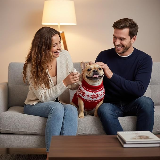 Grewear Colorful Stripes Pattern Pets Knit Sweater, Warm Comfortable Knit Sweater for Pets, Soft Cozy Winter Pet Clothes, Stylish Multi-Colored Sweater for Dogs & Cats Olive L