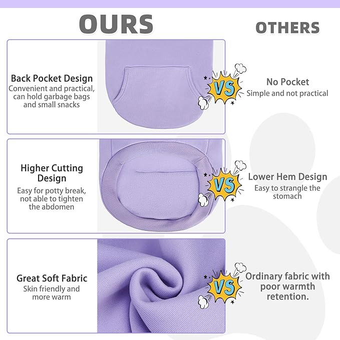 KOOLTAIL Basic Dog Hoodie - Soft & Warm Dog Hoodie Sweater with Leash Hole and Pocket, Pet Winter Coat, Cold Weather Clothes Sweatshirt for Small Medium Large Dogs Puppy Cat Boys Girls Lavender M
