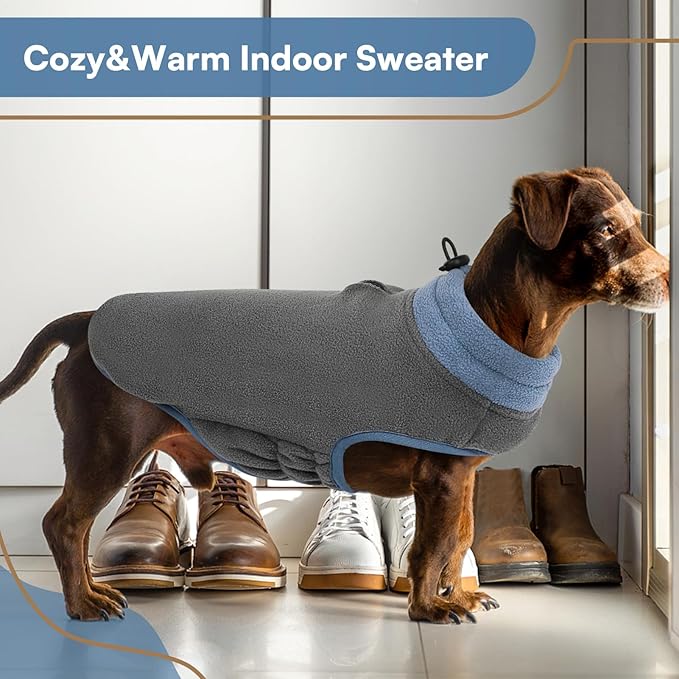 Queenmore Dog Sweater,Soft Fleece Vest Pullover Dogs Jacket with Elastic Stretchable,Warm Winter Dog Coats Cold Weather Doggy Dachshund Sweaters for Small Dogs Cats Boy or Girl (Grey, 2XL)