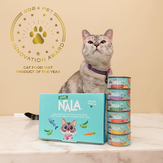 LOVE, NALA - FLAKED Chicken Variety Pack - 24 Pack - Natural Adult Cat Wet Food - Grain Free, Non-GMO, Lean Protein, Omega 3, Digestive Fiber, Added Minerals & Vitamins