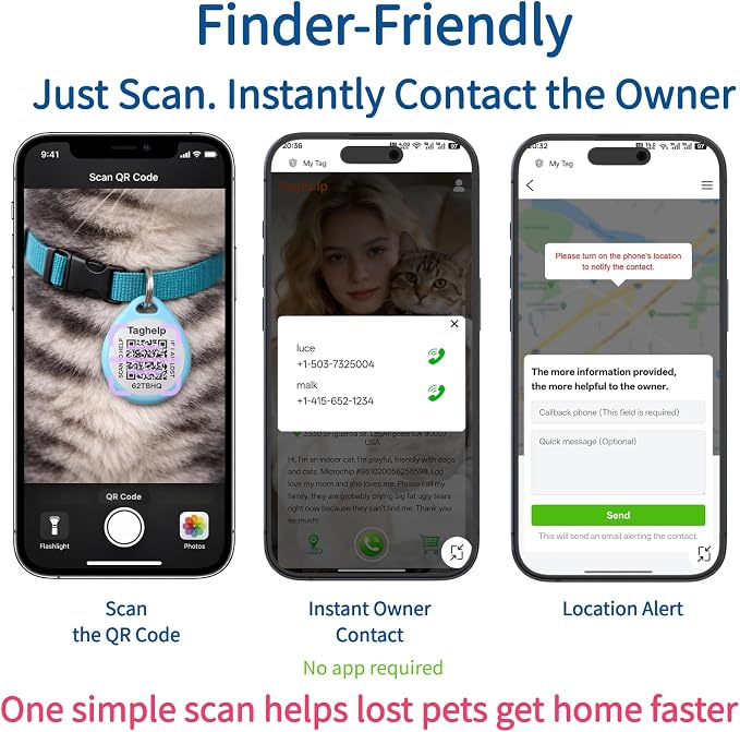 (5 Pack) QR Code Dog ID Tags for Collar Personalized for Pet Online Profile - Scan QR Receive Instant Pet Location Alert Email, Anti-Lost,No Subscription fees (5 Colours, for Dog - 1.2")