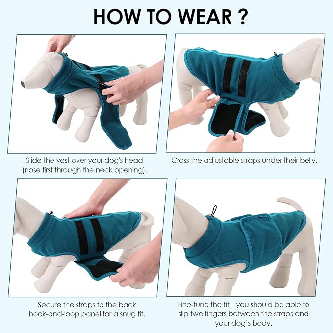 Dog Sweater,Adjustable Dog Sweaters for Small, Medium and Large Dogs Boys Girls, Dachshund Chihuahua Fleece Dogs Sweater(Peacock Blue,XL)
