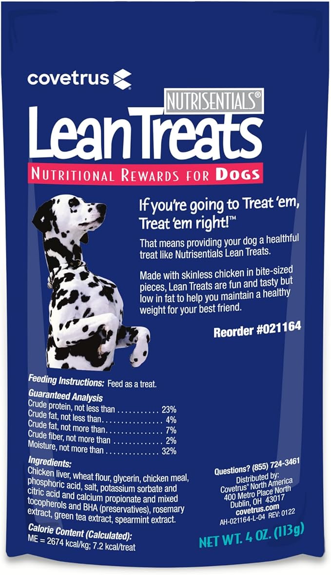 Butler Covetrus Nutrisential Lean Treats for Dogs - Small, Medium & Large Dogs (K9) - Nutritional Low Fat, Bite-Size - Soft Chicken Flavor - 20 Pack - 4oz