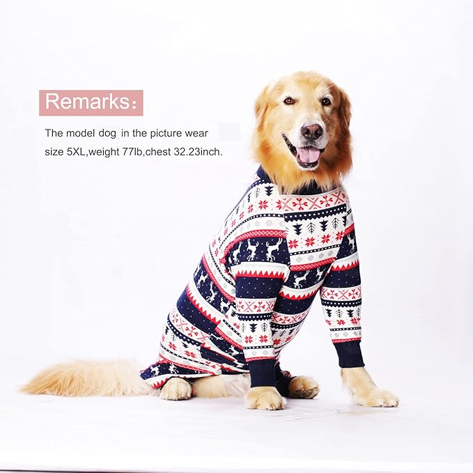 Dog Recovery Suit After Surgery Female Male, Medium Large Dog Neuter Shirt Cone Alternatives Prevent Licking Surgical Onesies (Christmas Blue, 5XL)