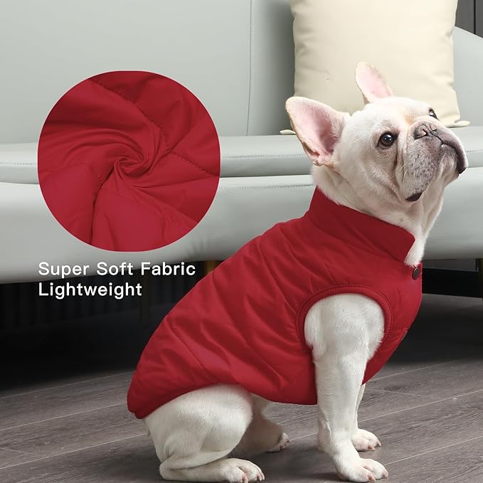 2 Layers Fleece Lined Warm Dog Jacket for Winter Cold Weather,Soft Windproof Large Dog Coat,Red XXXL