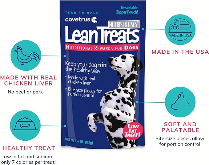 Butler Covetrus Nutrisential Lean Treats for Dogs - Small, Medium & Large Dogs (K9) - Nutritional Low Fat, Bite-Size - Soft Chicken Flavor - 20 Pack - 4oz