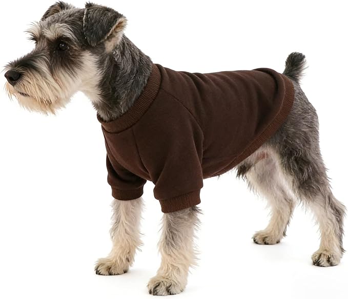 2 Pack Dog Hoodie for Small Dogs, Dog Sweatshirt Soft Warm Pullover Dog Clothes with Ribbed Cuffs for Schnauzer/Poodle/Chihuahua (Brown+White, XX-Large)