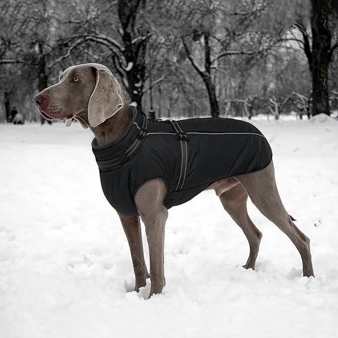 Lelepet Waterproof Dog Jacket with Harness Built in Warm Dog Winter Coat, Reflective Fleece Jacket Jacket, Dogs Coats for Small Dogs, Thermal Pet Snowsuit for Cold Weather Chihuahua, Maltese, Black XS