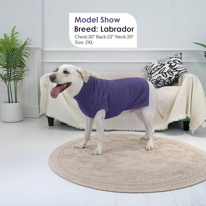 Dog Sweaters for Large Dogs Male Female Pet Knitwear Classic Puppy Warm Pullover Turtleneck Cold Weather Clothes for French Bulldog(GrayishBlue, L)