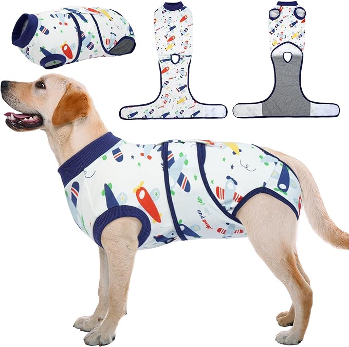 Kuoser Recovery Suit for Dogs Cats After Surgery, Professional Pet Recovery Shirt Dog Abdominal Wounds Bandages, Substitute E-Collar & Cone,Prevent Licking Dog Onesies Pet Surgery Recovery Suit