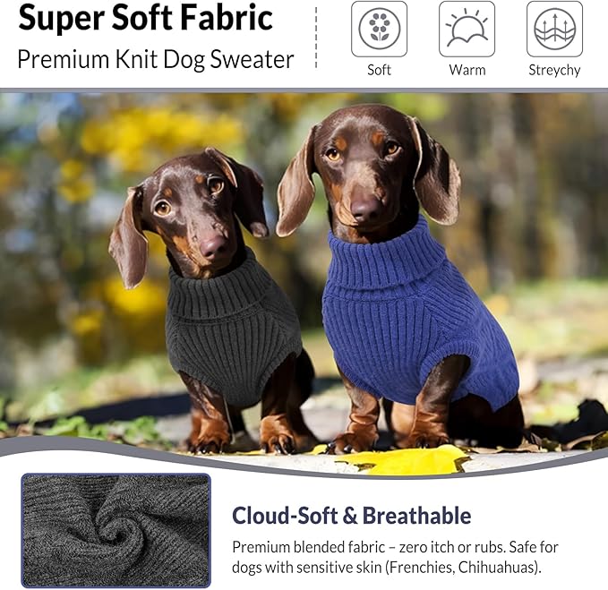 Dog Sweater Pullover, Cable Knit Dog Christmas Sweater, Dogs Sweaters for Small Medium Large Dogs with Harness Hole,Puppy Sweaters Boy Or Girl(Grey,L)