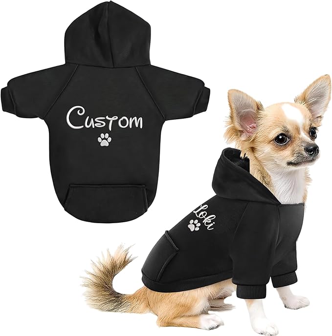 Personalized Name Dog Hoodie-Embroidered & Printed Puppy Sweater with Name/Text-Custom Pet Clothes Warm Winter Outfit for Dogs-Bright Puppy Sweatshirt-Pet Birthday Outfit-Gift for Dog Lovers