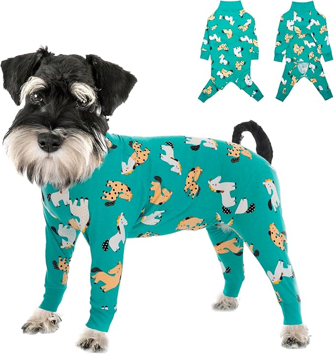 Dog Recovery Suit After Surgery Female Male, Medium Large Dog Neuter Shirt Cone Alternatives Prevent Licking Surgical Onesies (Green Pony, X-Large)