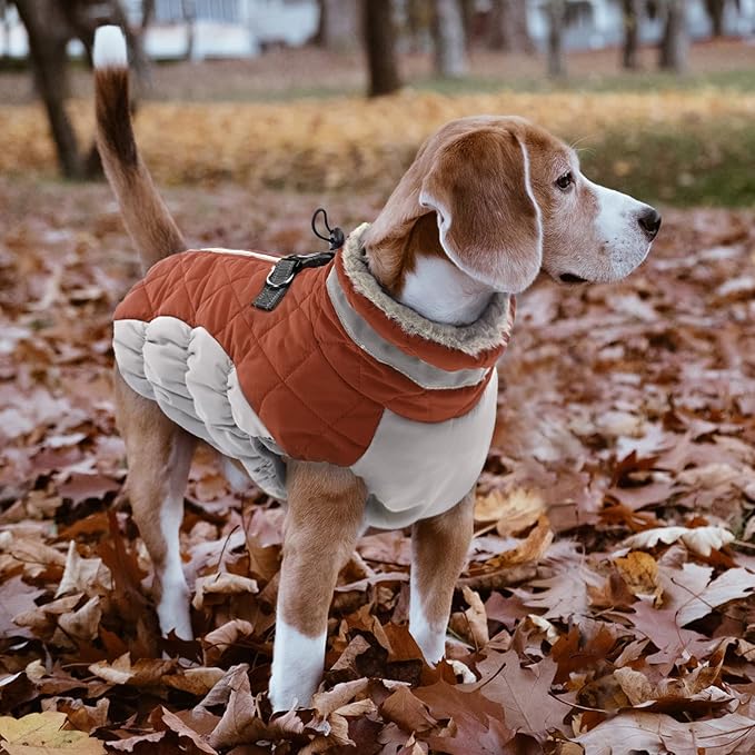 Lelepet Dog Coat Warm Dog Winter Coat Waterproof Dogs Jacket with Harness Built in Reflective Pet Fleece Vest Zip-Up Cold Weather Coats for Small Dogs Turtleneck & Windproof Coats Yorkie Brown S