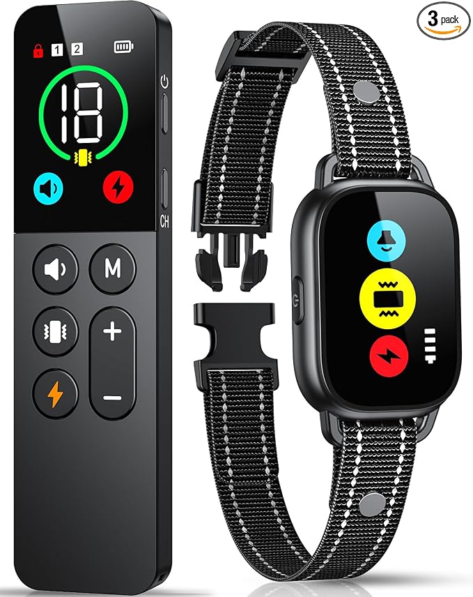 Dog Training Collar with Remote, Smart Dog Shock Collar with 3 Training Modes and Training Icons, Waterproof Electric Dog Shockers for Large and Medium Dogs (8-120 LBS)