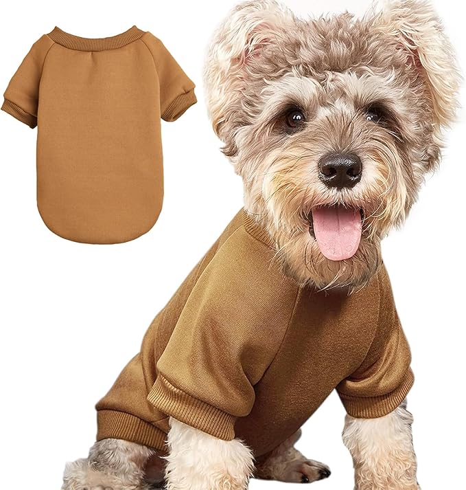 Puppy Sweater for Small Dogs Clothes Warm Winter Cat Clothe Pet Sweatshirt Knitwear Doggie Kitten Clothing, Coffee, XX-Small