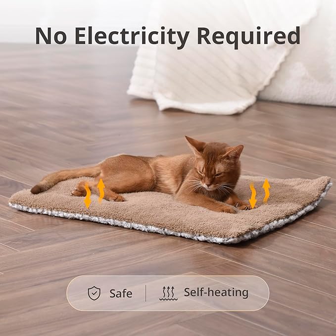 Petace Self Warming Cat Bed, 30" x 21" Self Heating Pet Pad, Double Sided Heated Dog Mat Thermal Blanket for Large Kittens Small Puppy