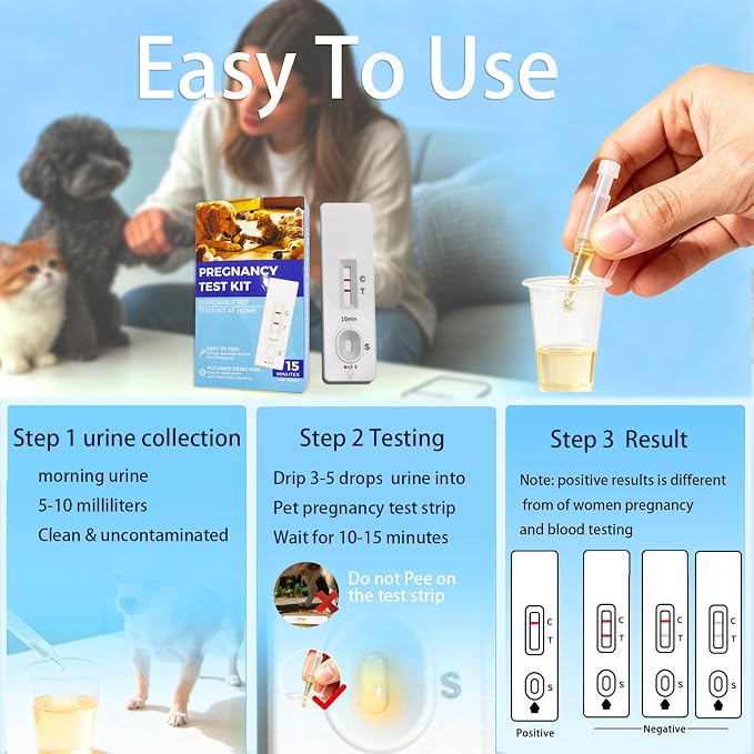 LBO Dog Pregnancy Test Kit at Home - 2 PCS Urine Early Pregnancy Test for Pet/Dogs/Cats (A-Urine 2PCS) Urine Pee Based no Blood Painless,Higher Accurate,10-15 Minute Results
