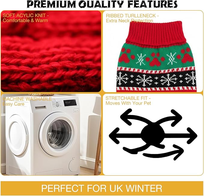 2 Pack Dog Cat Sweaters Size M - Warm Knit Pet Sweater Bundle for Small Dogs Cats 5-7kg, Soft Turtleneck Winter Pet Clothes with Colorful Patterns, Pullover Apparel for Puppies Kittens Small Pets