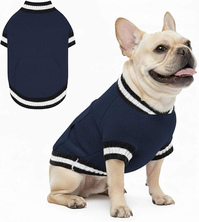 Grewear Pets Knit Sweater with Knit Back Pocket, Warm Comfortable Sweater for Pets, Soft Cozy Winter Pet Clothes, Stylish Multi-Colored Sweater for Dogs & Cats Navy XL