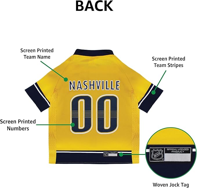Pets First NHL Nashville Predators Jersey for Dogs & Cats, X-Small. - Let Your Pet Be A Real NHL Fan!