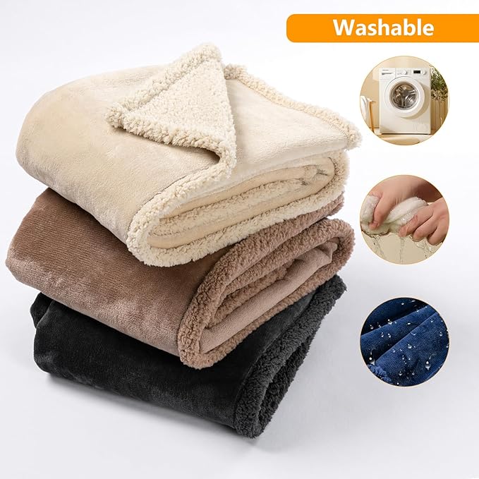 Maidewow Dark Blanket for Dogs on Couch Blue Pets Blankets Reversible Fluffy Pet Bed Cover Puppy Blankets Mats Leakproof Sofa Couch Washable Cover Cat Doggie Blanket for Warm-Navy Blue,XL