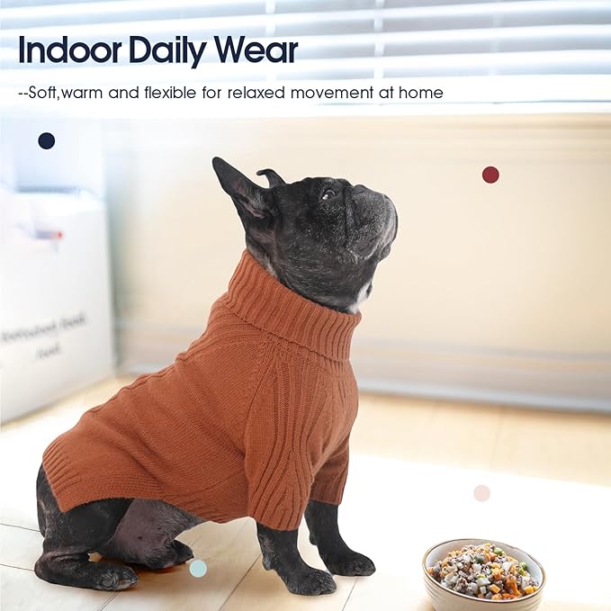 IECOii XXL Dog Sweater,Thermal Knit Big Dog Sweater with Sleeve,Pet Turtleneck Doggy Sweatshirt for Extra Large Dogs Boy Girl,Stretchy Large Dogs Cold Weather Outfit Pitbull Clothes,(Caramel,XXL)