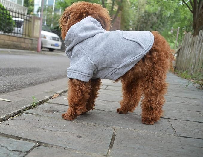 Lovelonglong Blank Basic Hoodie Sweatshirt for Dogs 100% Cotton Fits Small Medium Dachshund Large Dog Gray M