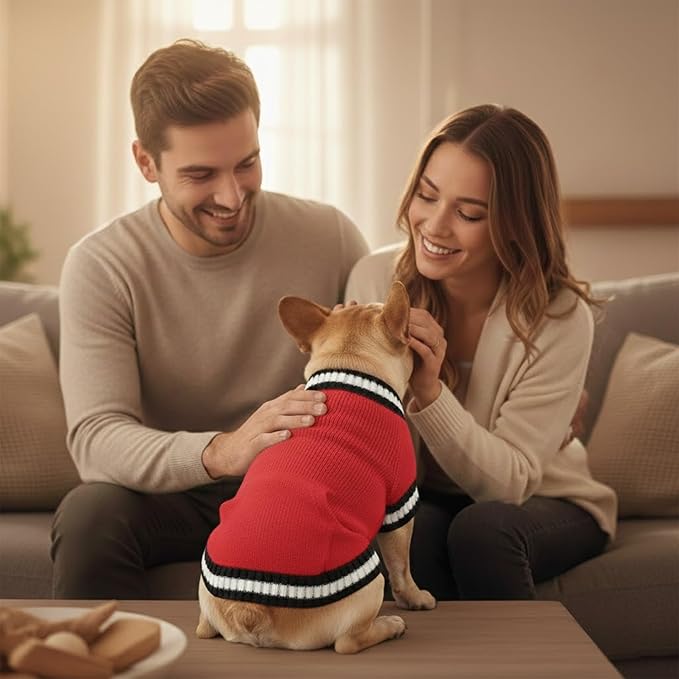 Grewear Pets Knit Sweater with Knit Back Pocket, Warm Comfortable Sweater for Pets, Soft Cozy Winter Pet Clothes, Stylish Multi-Colored Sweater for Dogs & Cats Red XXL