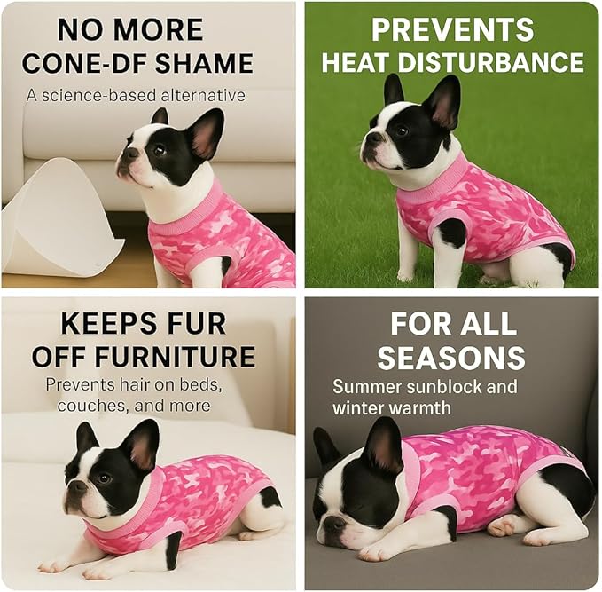 PetWarm Dog Onesie for Surgery Male, Anti-Licking Pet Surgical Recovery Onesies Suit Surgery Suit for Dogs, Professional Pet Recovery Shirt Dog Abdominal Wounds Bandages, Camouflage Pattern, Pink, M