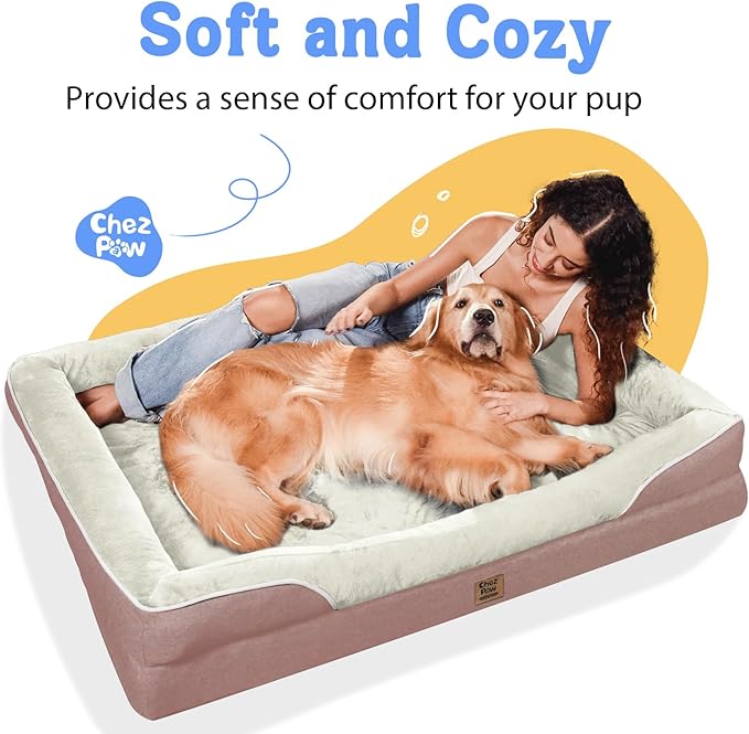 Orthopedic Washable Large Dog Bed - Dog Beds Large Sized Dogs with Removable Cover Waterproof Orthopedic Pet Bed XL Dogs Beds with Bolster