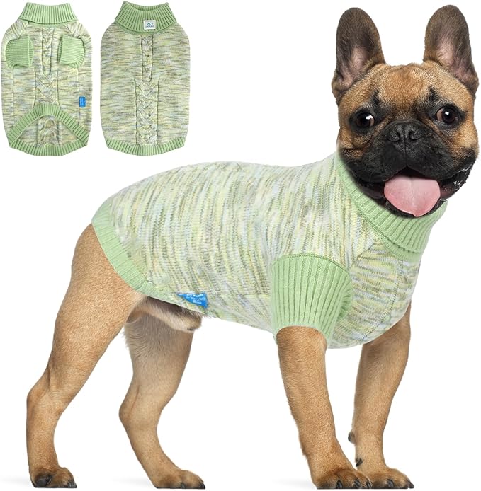Pet Clothing,Turtleneck Dog Sweater,Sweaters for Dogs Boys and Girls,Pullover Dog Sweaters,Pet Knitted Clothes,Fit for Different Kinds Dogs,for Spring,Autumn and Winter(Green 2XL)