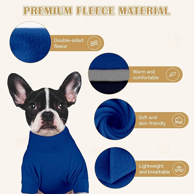 3 Pack Dog Sweaters for Large Dogs, Fleece Dog Sweater Large Pet Clothes Turtleneck Soft Warm Sweatshirt Boy Girl Pet(Gray+Royal Blue+Navy,L)