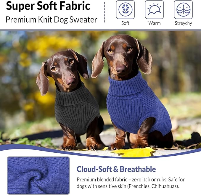 Dog Sweater Pullover, Cable Knit Dog Christmas Sweater, Dogs Sweaters for Small Medium Large Dogs with Harness Hole,Puppy Sweaters Boy Or Girl(Blue,XL)