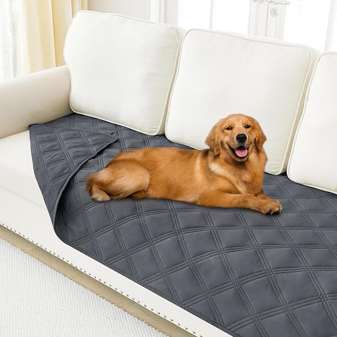 Smiry Waterproof Dog Bed Cover Blanket 30x70, Soft Reversible Pet Blanket, Washable Leakproof Cats Dogs Couch Cover for Sofa, Couch, Furniture, Lattice, Dark Grey/Dark Grey