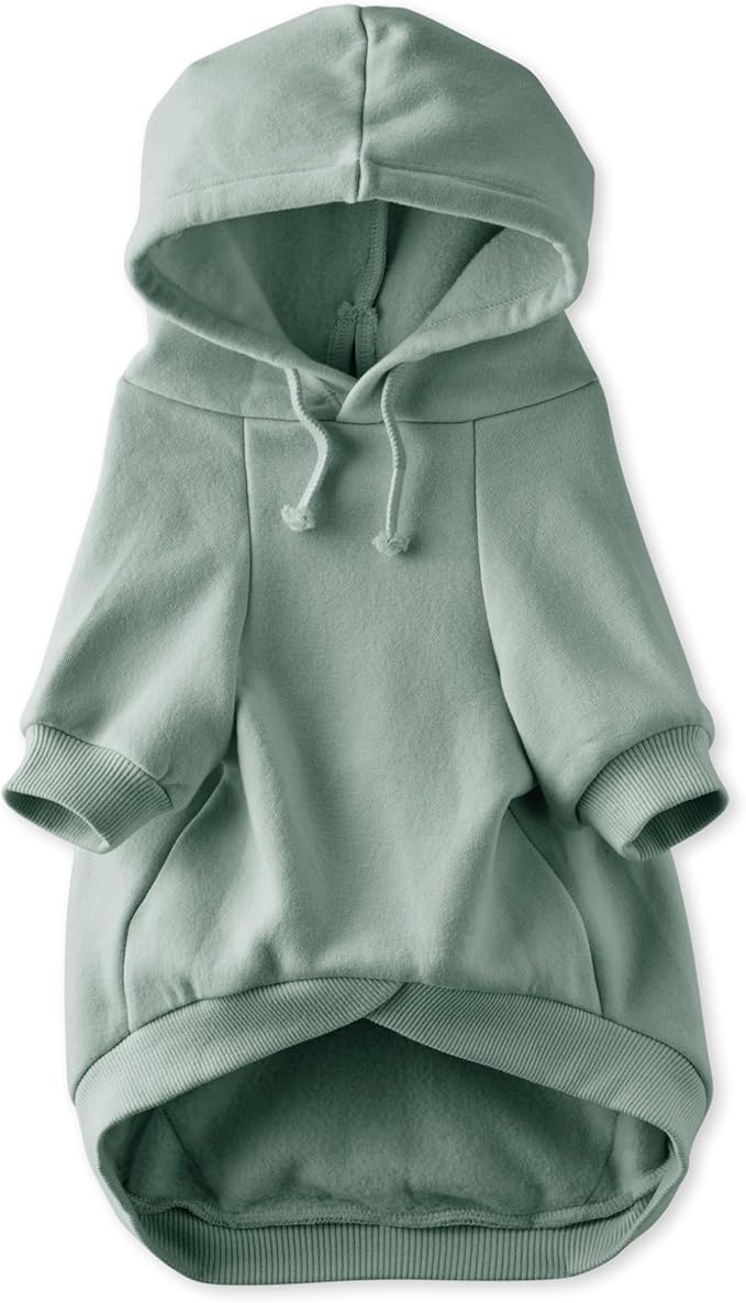 Rocky II - The Extra Comfy Hoodie, Organic Cotton and Recycled Poly Dog Hoodie Pet Coat Sweater for Small, Medium, Large Dogs, Sage, XXX-Small (up to 5lbs)