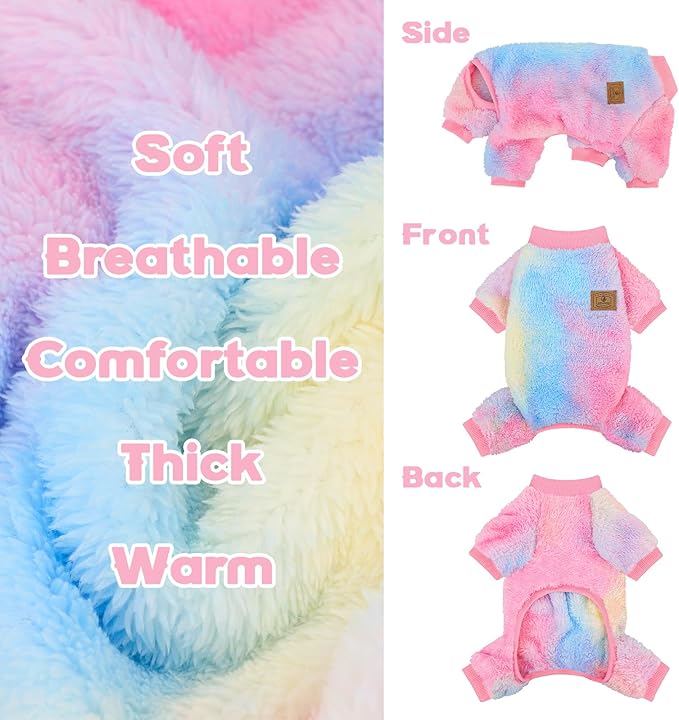 XPUDAC Dog Sweater, Dog Winter Clothes for Small Medium Dogs Girl Boy Fleece Doggy Pajamas for Winter Christmas, Tie-Dye02, X-Small