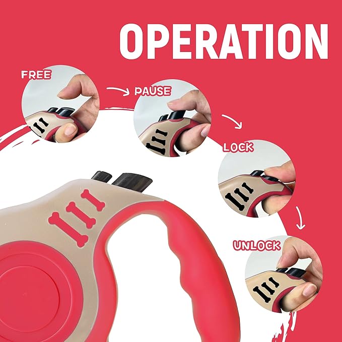 LIEVUIKEN Retractable Dog Leash Automatic Telescopic Tractor Dog Tape, Pet Tape 10/16 FT Durable and Convenient, with Folding Bowl, Dispenser, Rubbish Bags, Suitable for Small and Medium Dogs