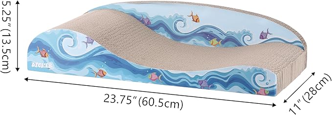 THE LICKER STORE CSR1002A Kokomo 23.75" Coastal Cardboard Lounge Bed Cat Scratcher with Catnip, Blue