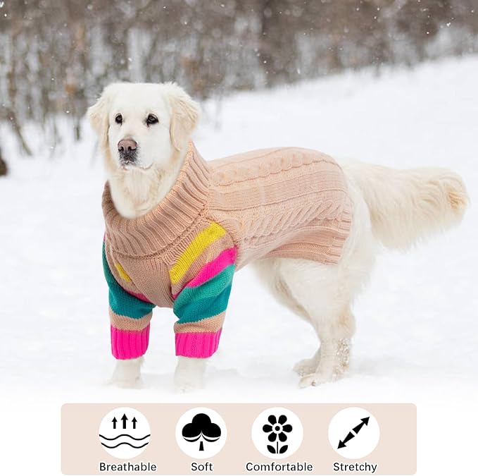 XLarge Dog Sweaters Male Female, Large Dog Sweater Turtleneck Stretchy, XL Dogs Sweaters for Winter Spring Autumn Christmas, Sweater for Extra Large Dogs Collie Pitbull, Pet Knitwear XL