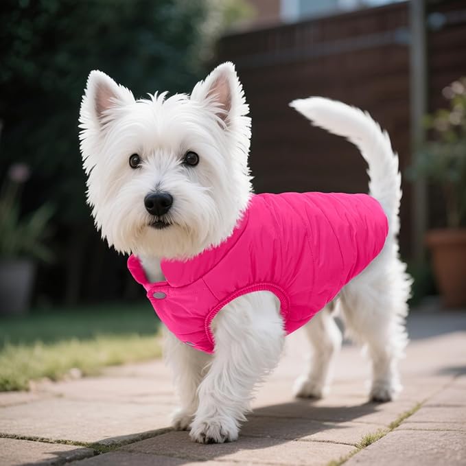 ASENKU Dog Winter Coat - Waterproof Windproof Dog Jacket, Warm Snowproof Doggie Puffer Vest for Cold Weather, Lightweight Snow Coats for Small Medium Large Dogs(Pink, XS)