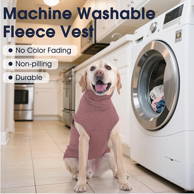 IECOii 4XL Dog Sweater - Stretch Fleece Sweater with Turtleneck,DarkRed,XXXX-Large, Warm Pullover Sweatshirt Pajamas for Indoor Sleeping/Outdoor Walking, Comfort Fit for Giant Breeds Like Great Dane