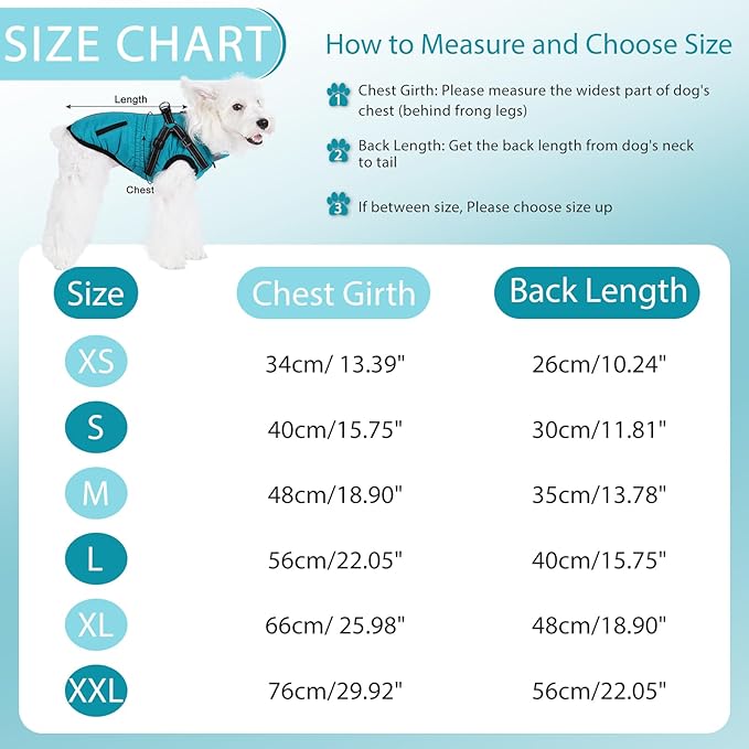 Gyuzh Dog Coat with Harness,Dog Coats for Small Dogs,Warm Fleece Winter Puppy Jacket,Waterproof Jacket with Harness Built in for Small Medium Large Dogs