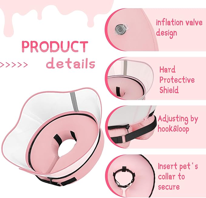 Supet Raised Inflatable Dog Cone Collar to Stop Licking, Soft Dog Cone Alternative After Surgery, Pet Neck Donut Collar for Small Medium Large Dogs